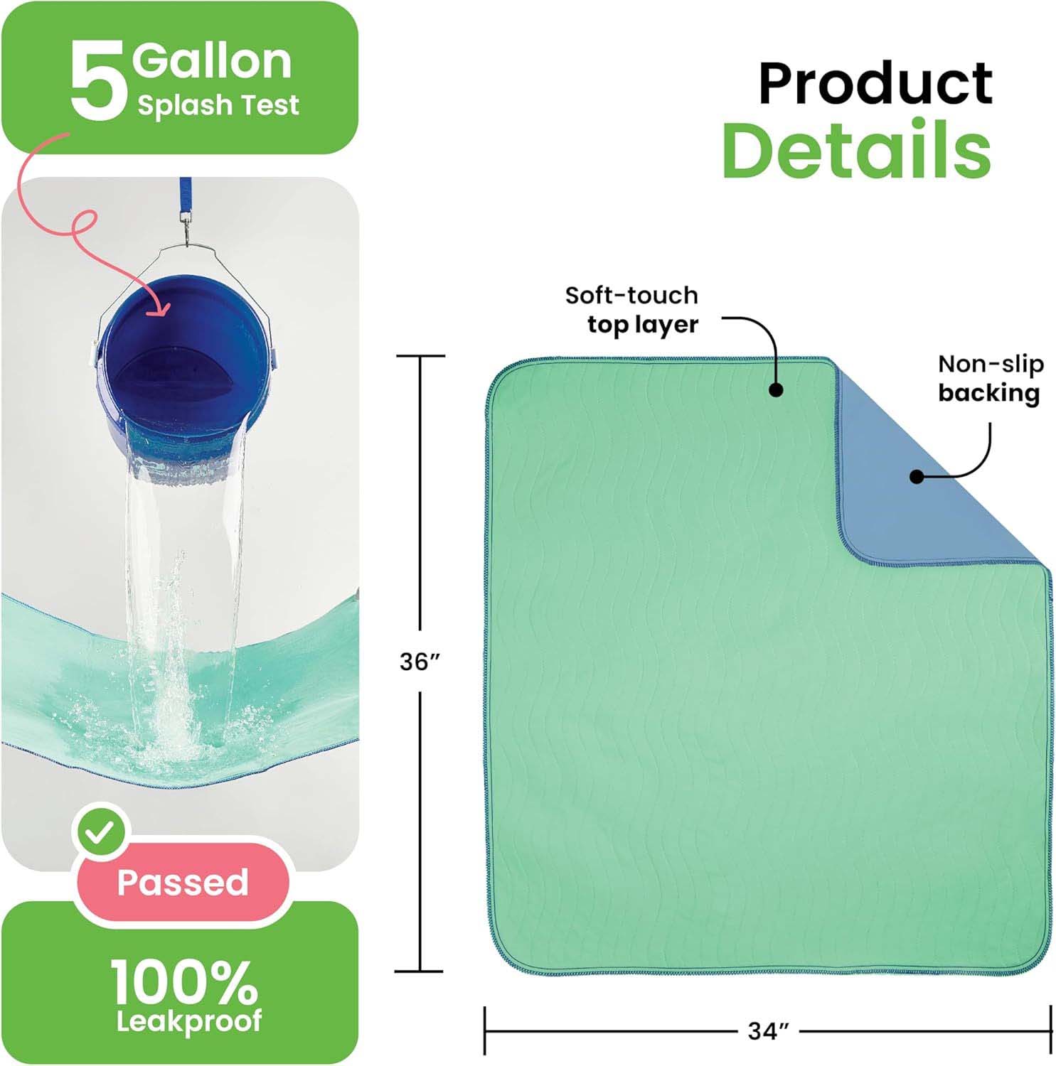 💧🛡️Reusable Heavy Absorbency Bed Pads | Waterproof Leakproof Underpad for Kids, Adults & Pets