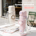 Portable 2-in-1 Water Bottle with Mini Fan – Stay Cool & Hydrated Anywhere
