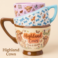 Highland Cow Ceramic Mug – Unique Stacked-Style Design Coffee Cup, Cute Farm Animal Mug for Cow Lovers