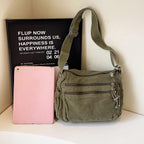 Multi-Pocket Canvas Crossbody Bag for Daily Travel
