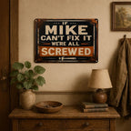 🛠️"If Mike Can't Fix It, We're All Screwed" Metal Sign