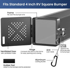 Aluminum RV Bumper End Cap- Fits Standard 4-Inch Square Camper Bumpers, No-Insect Vent Holes, Secure Sewer Hose Storage, Must-Have Travel Trailer Accessories