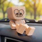 Shaking Wooden Man Figurine for Car Dashboard