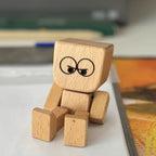 Shaking Wooden Man Figurine for Car Dashboard