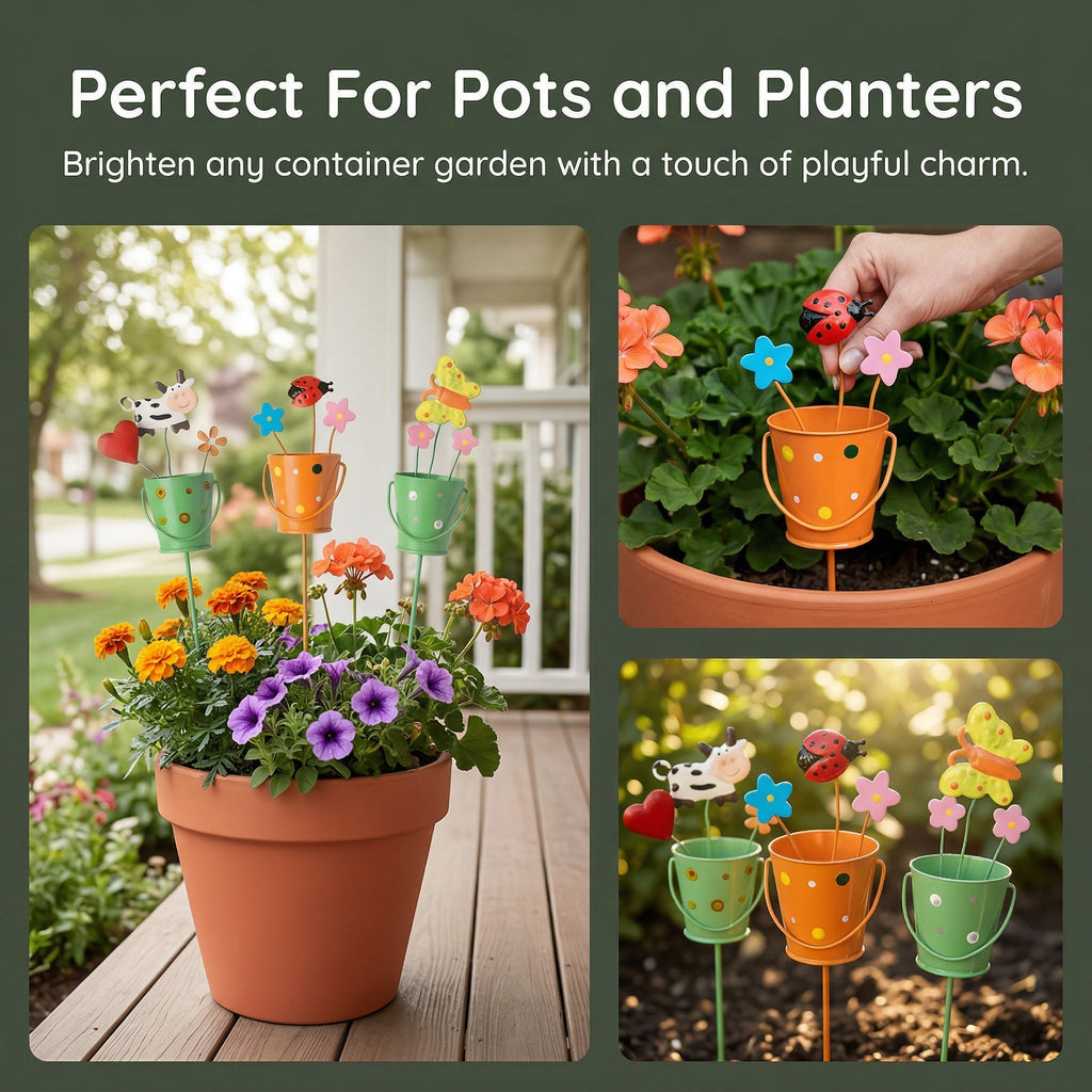 🔥Set of 3 Metal Flower Pot Garden Stakes