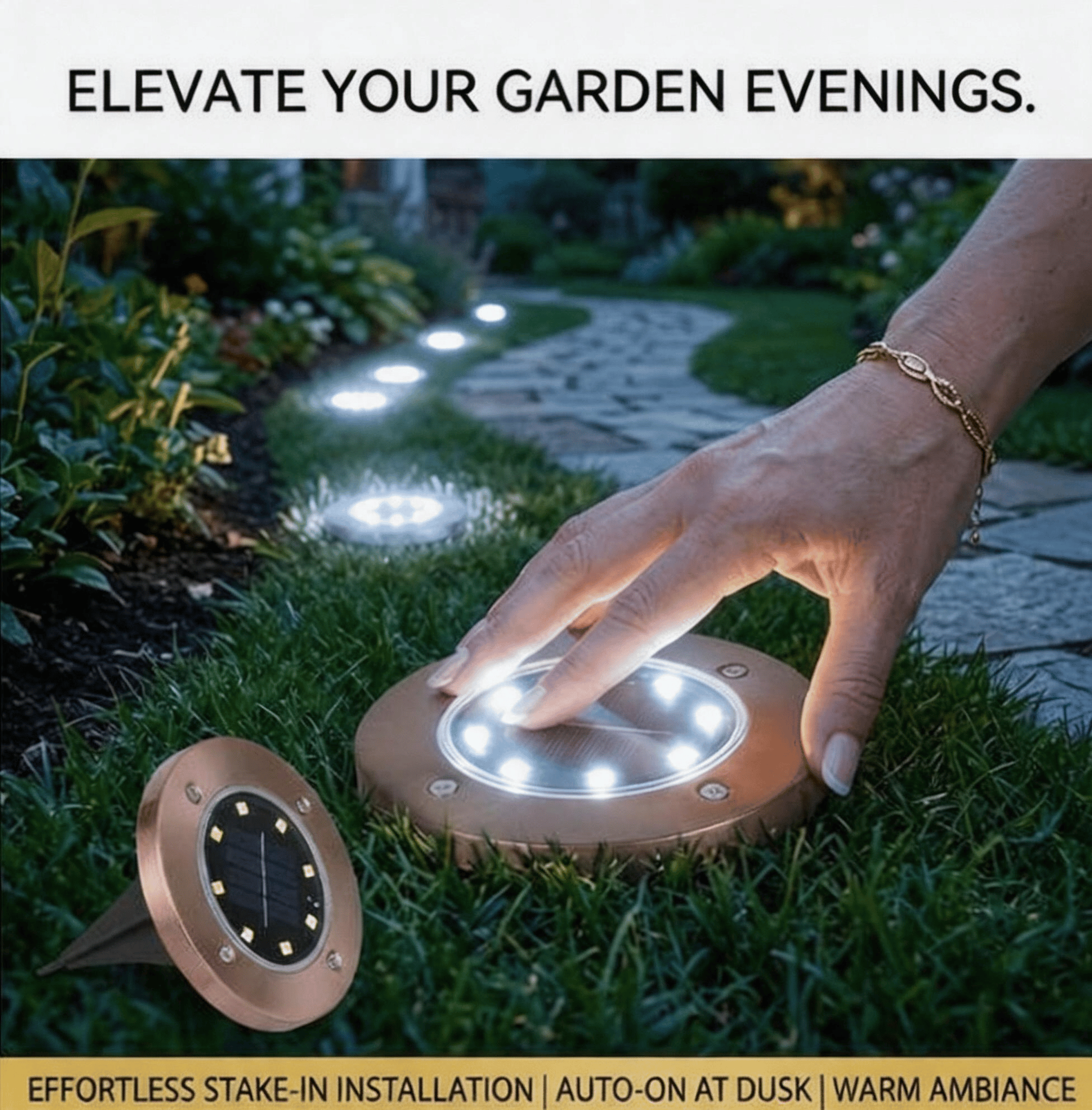 ☀️ Solar Powered 8-LED Ground Lights | Outdoor Pathway Lighting