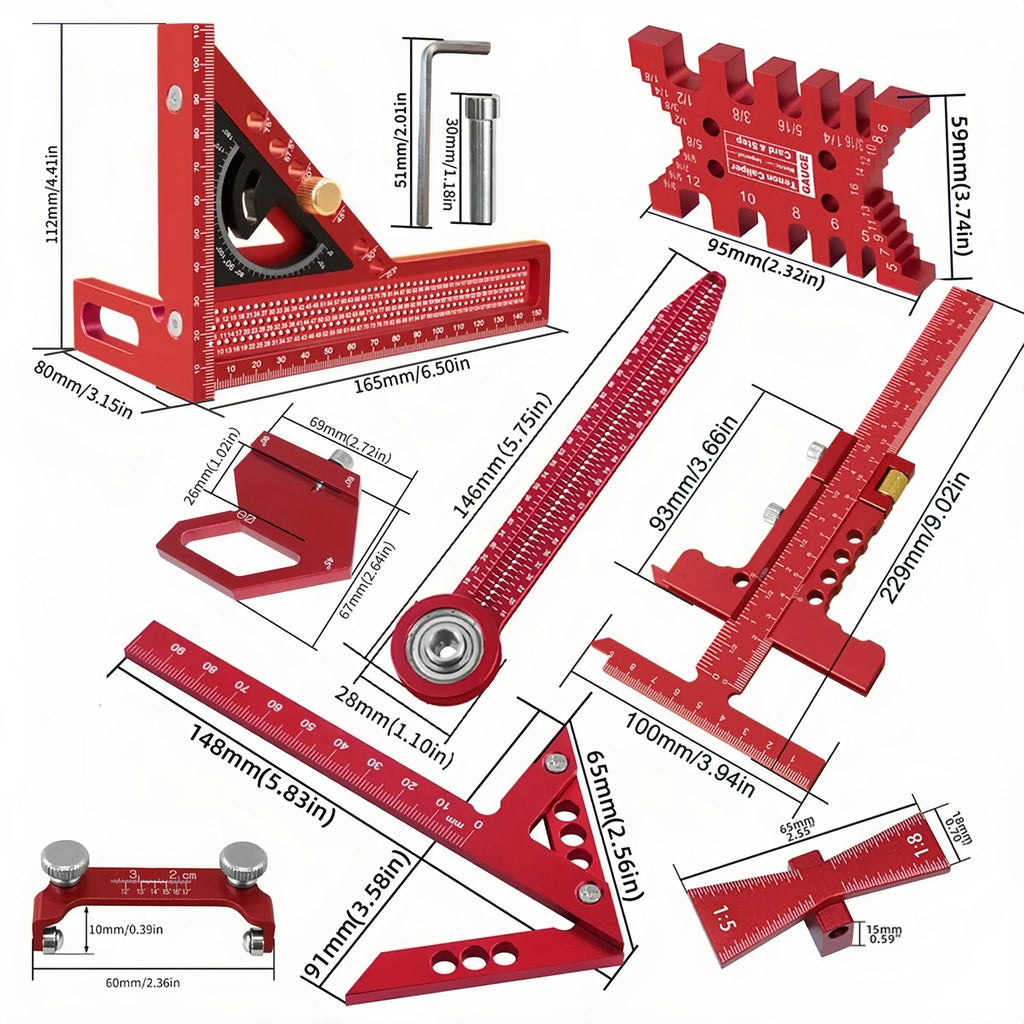 Woodworking Measuring & Marking Tool Set | Free Shipping