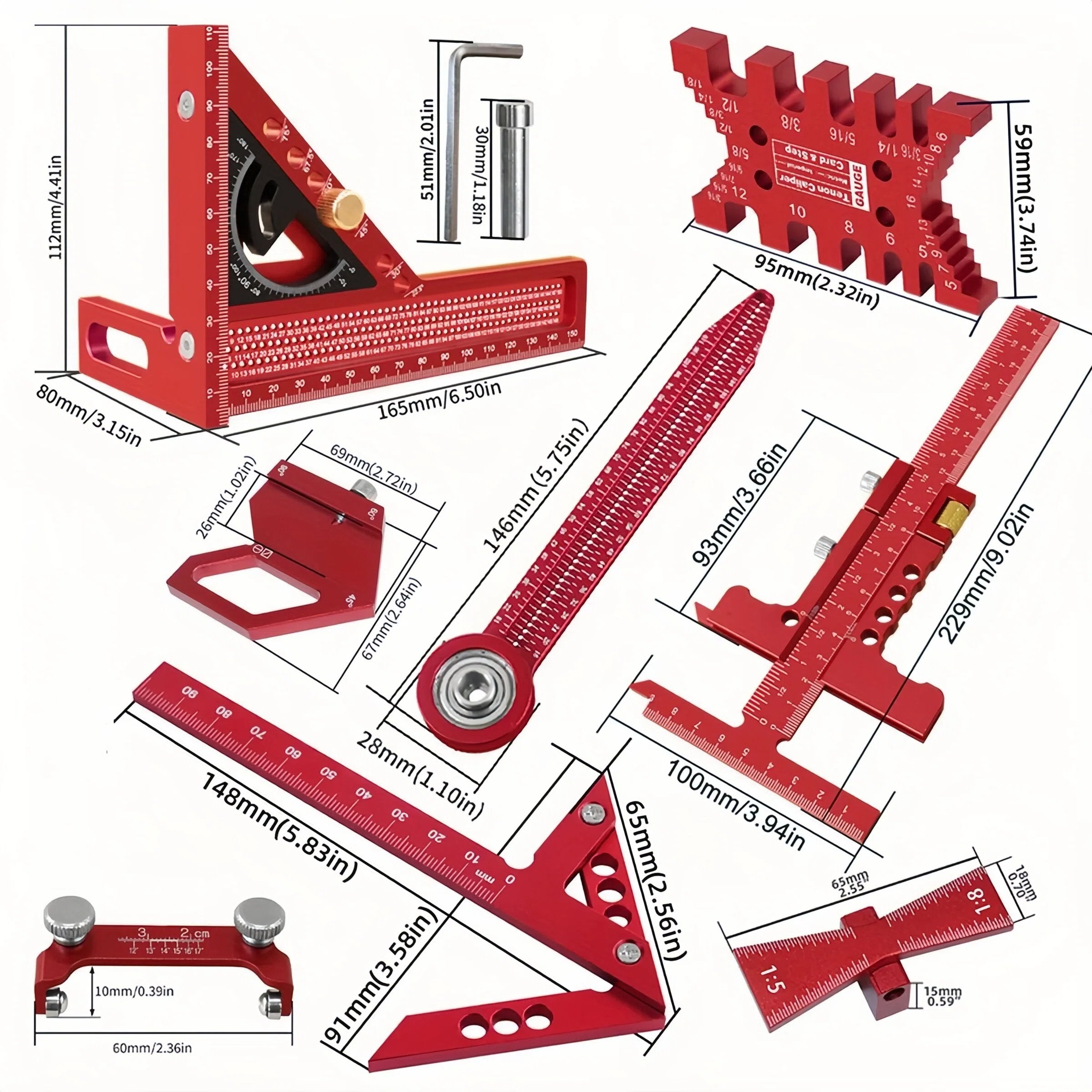 Woodworking Measuring & Marking Tool Set | Free Shipping