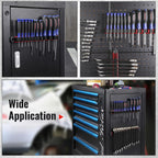 Magnetic Screwdriver & Wrench Organizer – 12-Slot Aluminum Rail, Tool Holder for Garage & Workshop