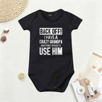 👶 "Back Off! I Have a Crazy Grandpa" Cute Cotton Baby Bodysuit