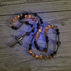 Natural Obsidian Yooperlite Rosary Necklace