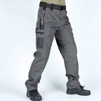 Men's Waterproof Tactical Work Pants - Solid Color with Multi-Pockets for Outdoor Activities